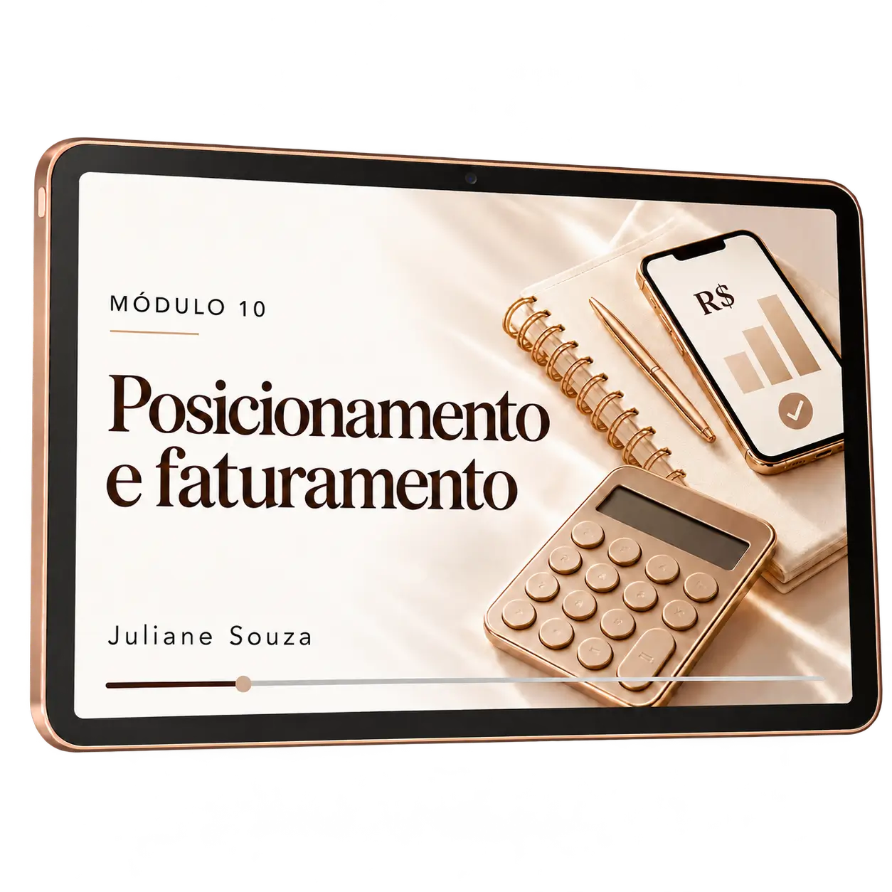 Mockup da aula do módulo 10 em um tablet